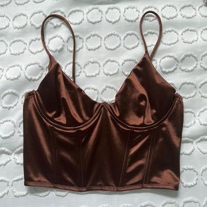 Brown silk Y2K corset top